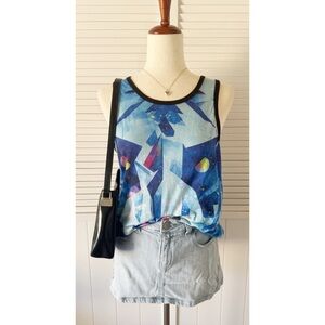 Iheartraves Blue Tiger Geometric Patterned Rave Tank Top
